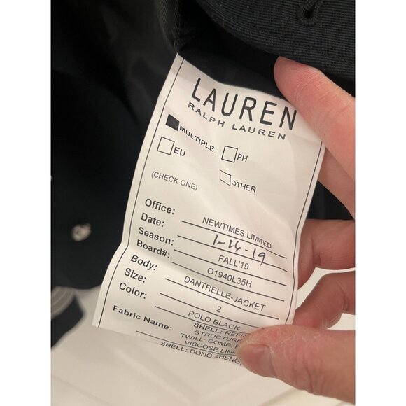 NWOT Lauren Ralph Lauren Jacket Black Military Double breast Sz 2 - Picture 12 of 16